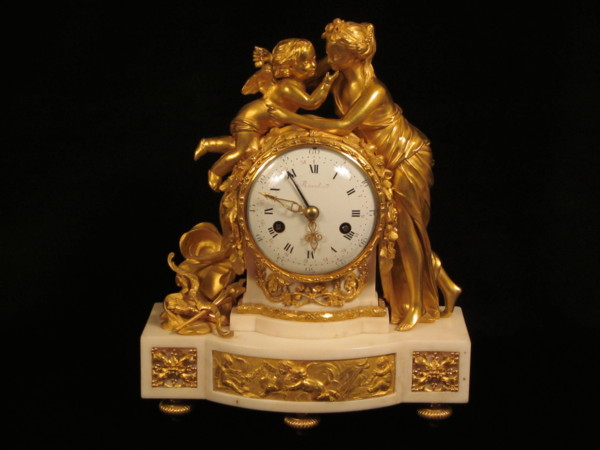  Late 18th century fire-gilt mantel clock