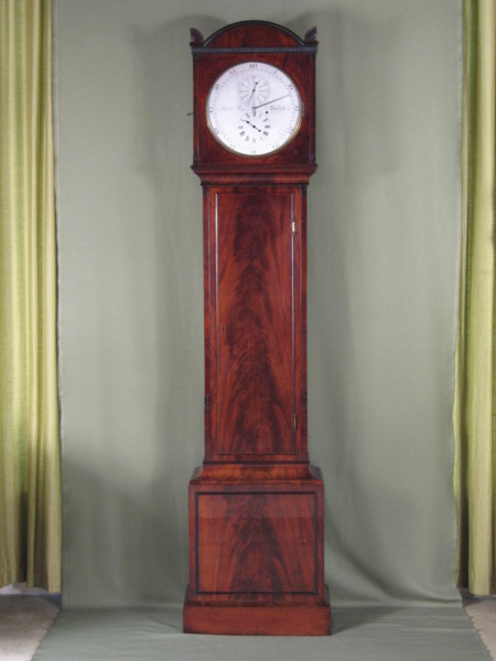  Regency mahogany longcase regulator with wood rod pendulum