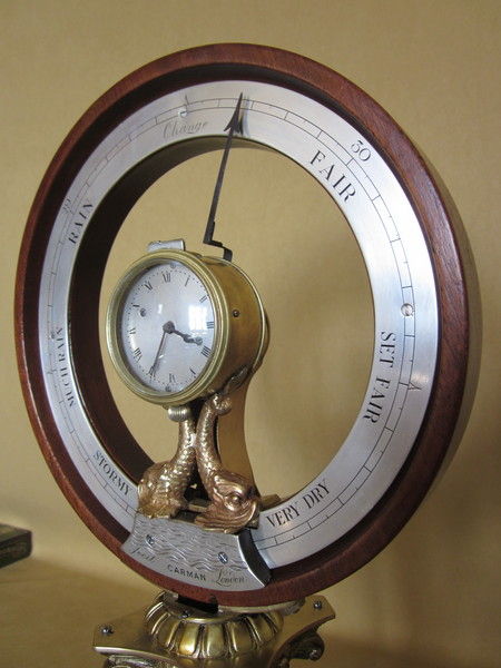 Rare 19th Century Barometer with clock by Carman