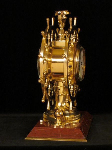 Double ship's wheel Bollard novelty/mystery clock