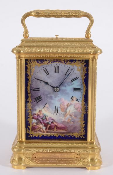 Giant Cased Carriage Clock with Porcelain Panels