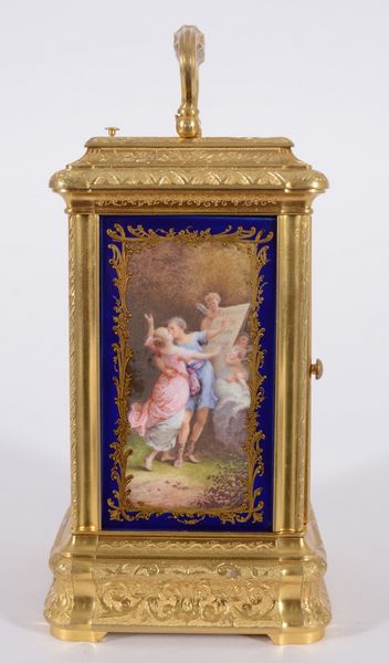 Giant Cased Carriage Clock with Porcelain Panels