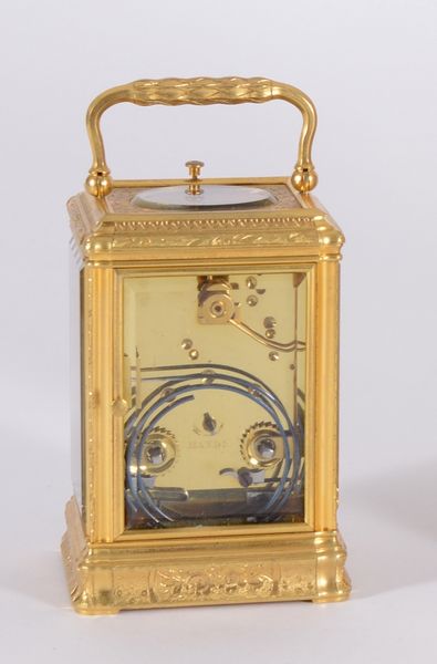 Engraved and Gilded Gorge Cased Carriage Clock 