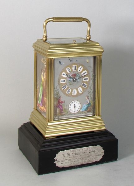 Gilded Carriage Clock on Ebony Base