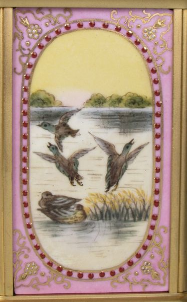 Corniche Cased Carriage Clock with Three Porcelain Panels 