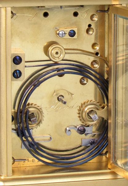 Corniche Cased Carriage Clock with Three Porcelain Panels 