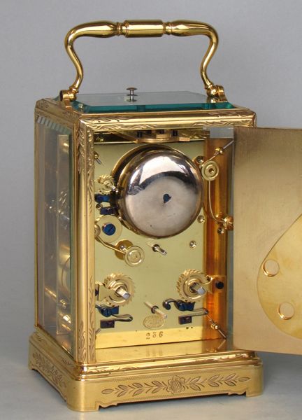 Early carriage clock with unusual escapement.