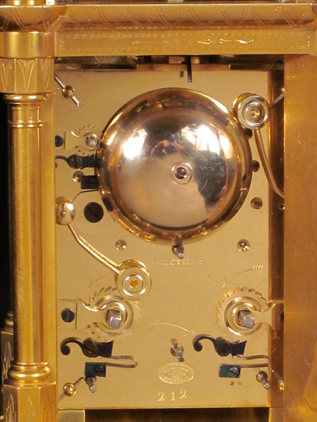 Rare fully engraved early musical carriage clock with day, date and alarm