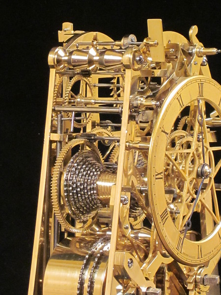 early ( circa !832) English skeleton clock with strikework in the base.