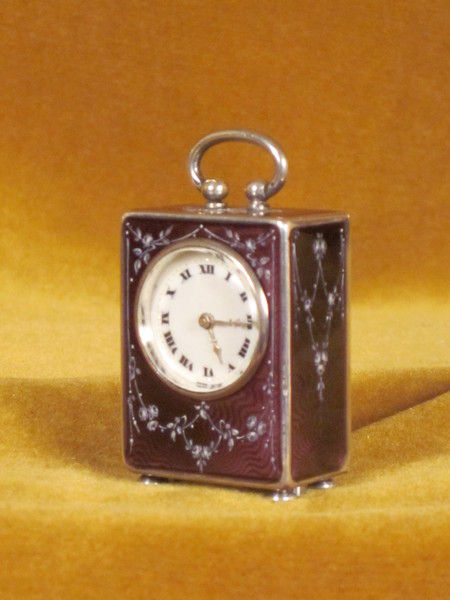 Swiss sub-miniature silver and enamel carriage clock by Zenith