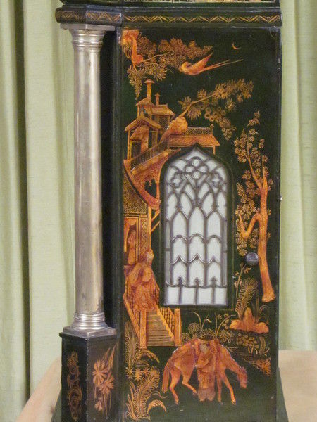 Chiming and musical green lacquer bracket clock for the oriental market