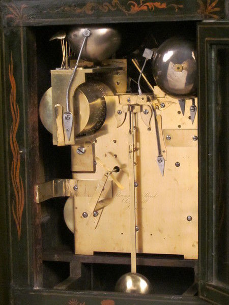 Chiming and musical green lacquer bracket clock for the oriental market