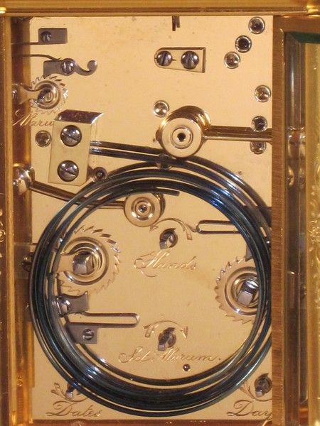 fully engraved Grande sonnerie gorge carriage clock with calendar work