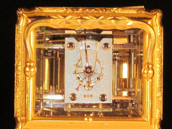 fully engraved Grande sonnerie gorge carriage clock with calendar work