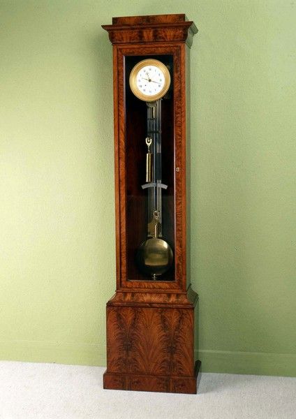 French Empire period mahogany longcse regulator with gridiron by Lepaute 