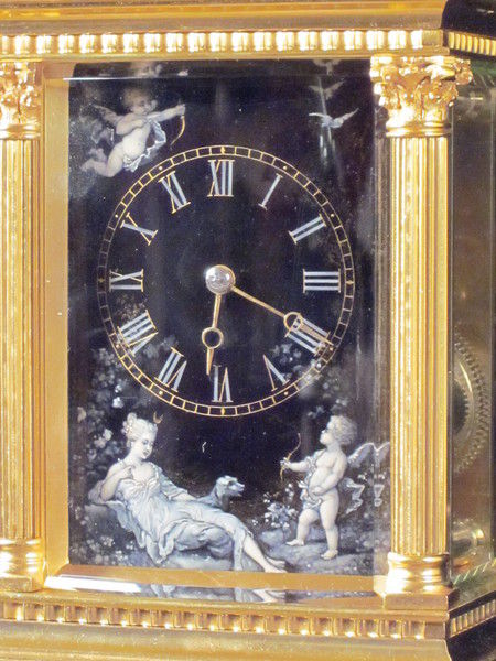 relatively large anglaise riche carriage clock with fine Limoges enamel dial