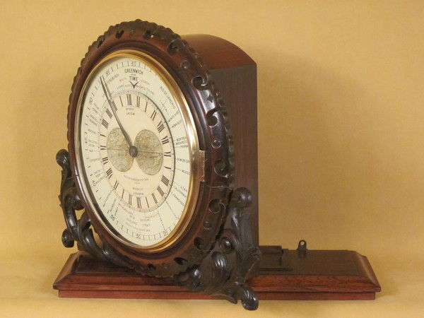 Rosewood cased world time clock, circa 1856
