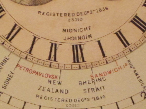 Rosewood cased world time clock, circa 1856