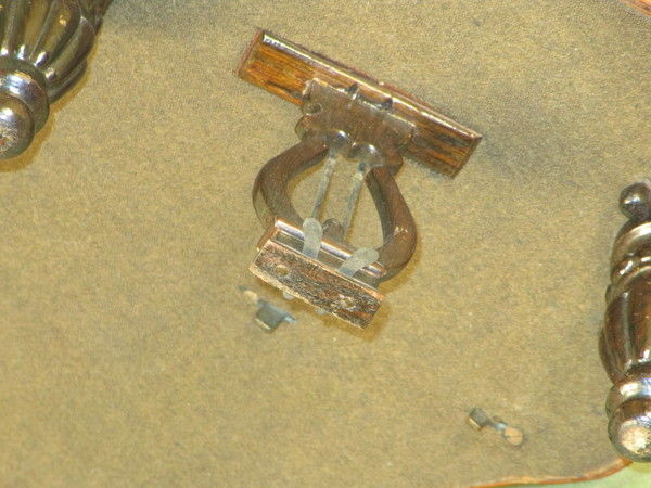 Miniature rosewood necessaire in form of a grande piano, with music box