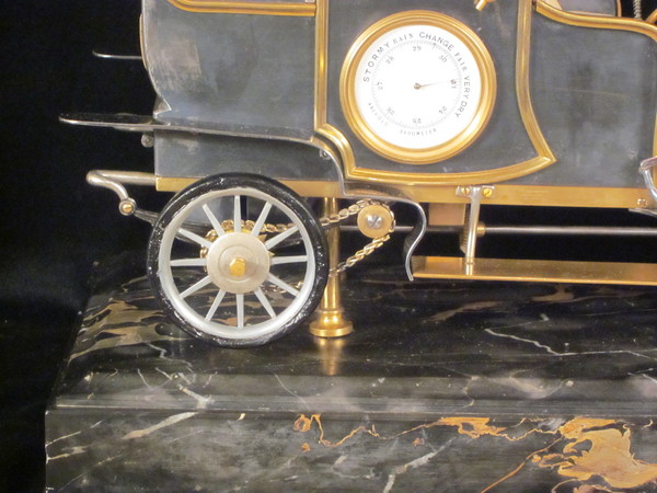 A rare automaton car clock by Guilmet, 