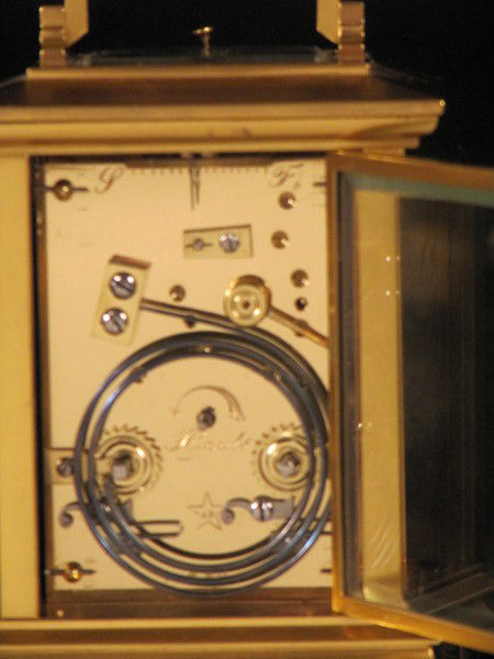 carriage clock made for Japanese market with fine metal panels 