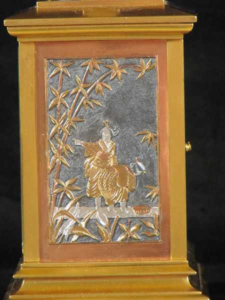 carriage clock made for Japanese market with fine metal panels 