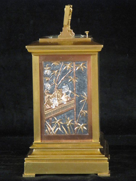 carriage clock made for Japanese market with fine metal panels 