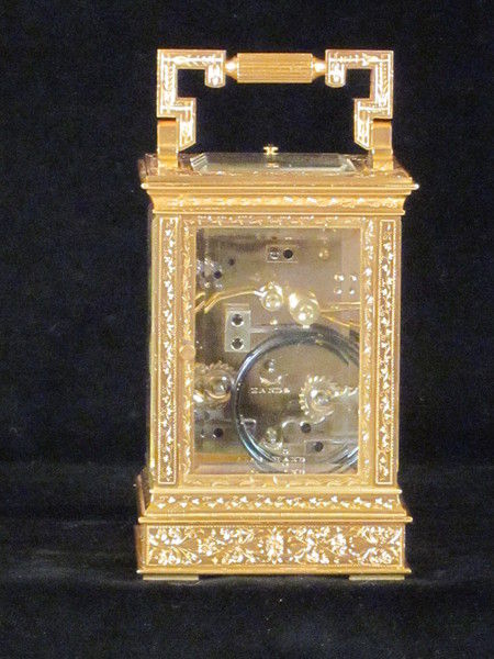 engraved and gilded anglaise riche quarter striking carriage clock Drocourt