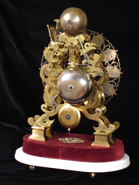 8 bell skeleton clock playing Whittington chimes at the quarters.