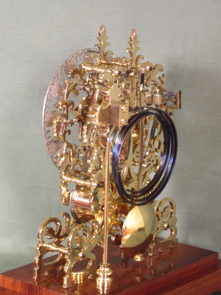 a rare 2 skeleton clock which chimes the first 3 quarters on two gongs