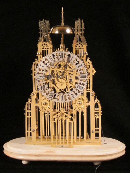 striking and repeating skeleton clock based on York Minster