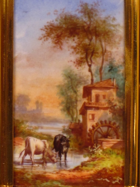 Richard (CA et Cie) signed to bottom L of backplate. 3 porcelain panels.