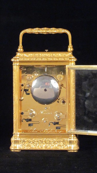 D377. A finely engraved gorge cased carriage clock, circa 1865.