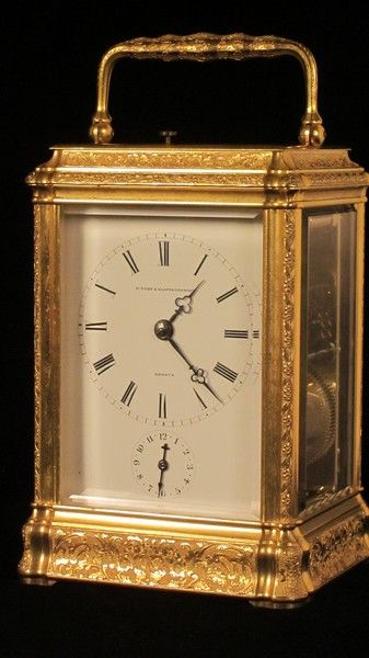 D377. A finely engraved gorge cased carriage clock, circa 1865.
