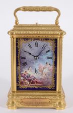 Giant Cased Carriage Clock with Porcelain Panels