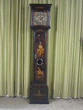 early square dial lacquer longcase in very original condition. circa710