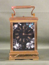very rare carriage clock with pietra dura panels.
