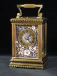 Carriage clock with a dial in multicoloured relief work  (France)