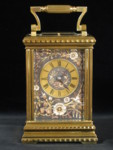 Carriage clock with a dial in multicoloured relief work  (France)