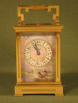 Anglaise cased strike/repeat porcelain panelled carriage clock with birds (France)