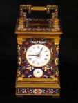 large champleve enamel carriage clock centre seconds (France)