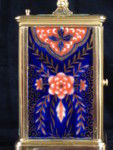 rare carriage clock with Staffordshire panels in Imari style (France and England)