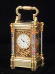 miniature champleve enamel carriage clock (France)