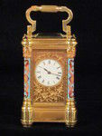 miniature champleve enamel carriage clock (France)