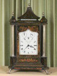 Chiming and musical green lacquer bracket clock for the oriental market (England)