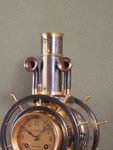 complex maritime industrial clock by Guilmet with moving ships wheels. (France)