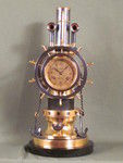 complex maritime industrial clock by Guilmet with moving ships wheels. (France)