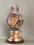 complex maritime industrial clock by Guilmet with moving ships wheels. (France)