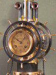 complex maritime industrial clock by Guilmet with moving ships wheels. (France)