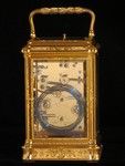 fully engraved Grande sonnerie gorge carriage clock with calendar work (France)